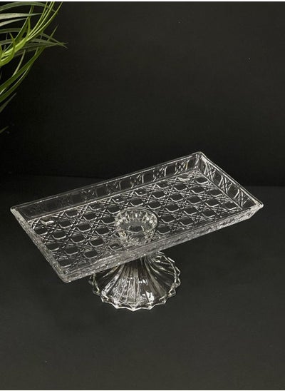 Buy A multi-use Glass Serving Dish with a Base for Sweets and Fruits from Refan 28*14 cm in Saudi Arabia