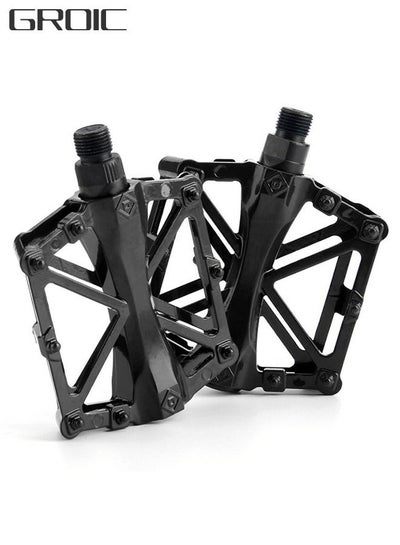 Buy Mountain Road Bicycle Flat Bike Pedals 9/16 for MTB with 16 Anti-Skid Pins -Universal Lightweight Aluminum Alloy Platform Pedal-2 Packs in UAE