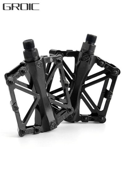 Buy Mountain Road Bicycle Flat Bike Pedals 9/16 for MTB with 16 Anti-Skid Pins -Universal Lightweight Aluminum Alloy Platform Pedal-2 Packs in UAE