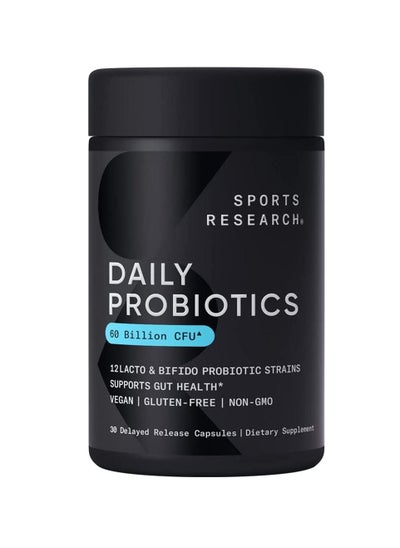 Buy Sports Research, Daily Probiotics, 60 Billion CFU, 30 Delayed Release Capsules in UAE