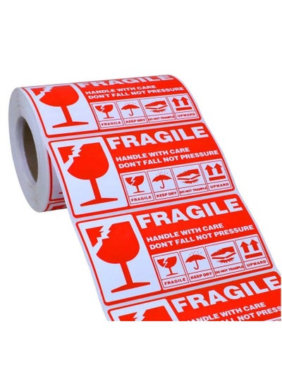 Buy Fragile Label, 2.76"x 5.12" Strong Adhesive Red Fragile Warning Stickers Handle with Care, Don't Fall Thank You for Shipping and Moving, 1 Roll of 250 Labels in UAE