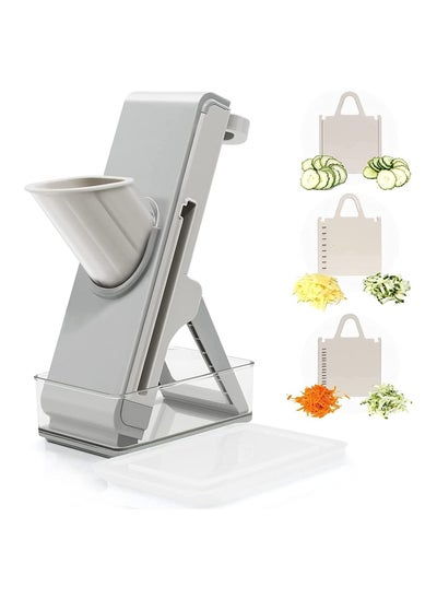 Buy Multifunctional Vegetable Cutter Mandolin Slicer Kitchen Vegetable Cutter Safety Potato Slicer Food Chopper Grater Vegetable Fruit Meat Slicer With Container Replaceable Blades in UAE