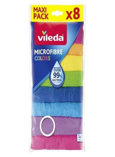 Buy Vileda Microfiber Colors All Purpose Wiping Cloth 8Pcs in UAE