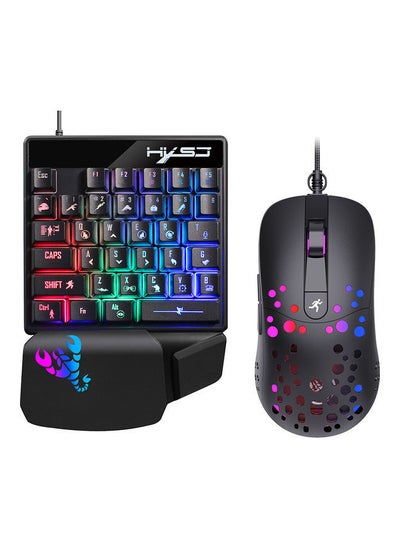 اشتري Wired RGB Gaming Mouse And Single-hand Keyboard With Portable Converter Combo Black في السعودية