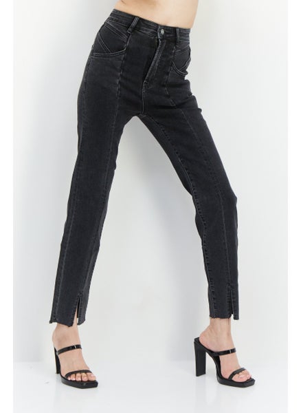 Buy Women Slim Fit Wash Non-Stretchable Denim Jeans, Black in UAE