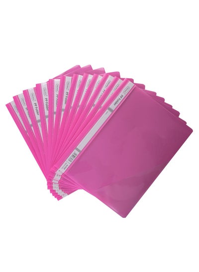 Buy 12-Piece Clear File Folder A4 Pink in Saudi Arabia