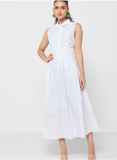 Buy Button Detail Pleated Dress in UAE