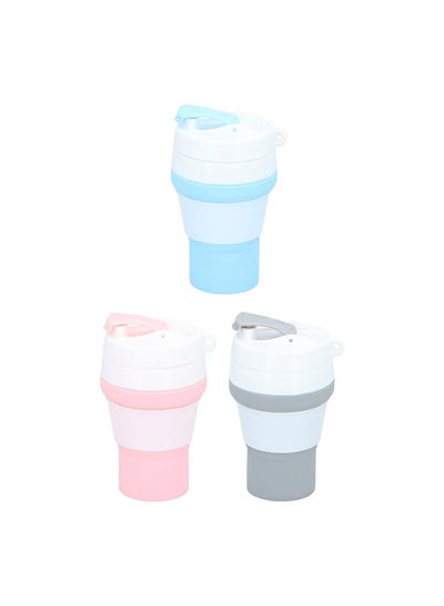اشتري Travel Mug Foldable Asst 3 Color Silicon Simple Water Bottle Modern Houseware Coffee And Tea L 14x9 X H 9cm في الامارات