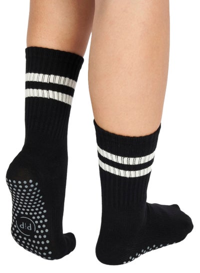 Buy Black Stripe Crew Non-Slip Barre/Yoga/Pilates Socks, Womens, One Size Fits Most in UAE