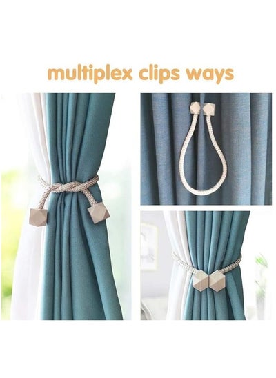 Buy Pair Of Magnetic Curtain Tiebacks 2-Piece Curtain holder Beige in UAE