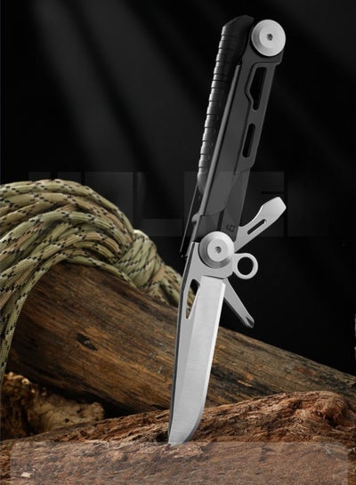 Buy Stainless Steel Multifunctional Folding Knife Flint Bar Outdoor Survival Knife Portable EDC Tool in Saudi Arabia