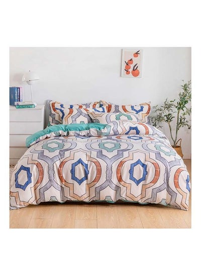 Buy 6-Piece King Size Duvet Cover Set Microfibre Hemlock 1 Duvet Cover 220x240 cm, 1 Fitted Sheet 200x200+25 cm, 4 Pillow Cases 48x74cm Multicolour in UAE