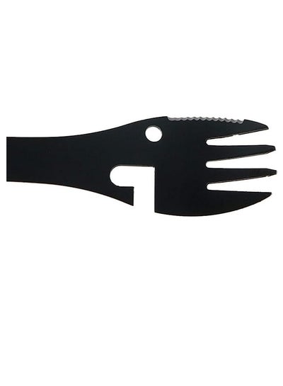 اشتري 5 في 1 ملعقة شوكة سكين شوكة ملعقة من الفولاذ المقاوم للصدأ أدوات مائدة للتخييم في الهواء الطلق باللون الأسود في مصر
