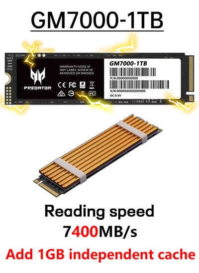 Buy 1TB 7400MB/s SSD PCIe NVMe Gen4 M.2 2280, Internal Solid State Drives, Compatible with PS5, Desktop computer, Laptop, Including Heatsink, Disassembly Tools and Installation Instructions in Saudi Arabia