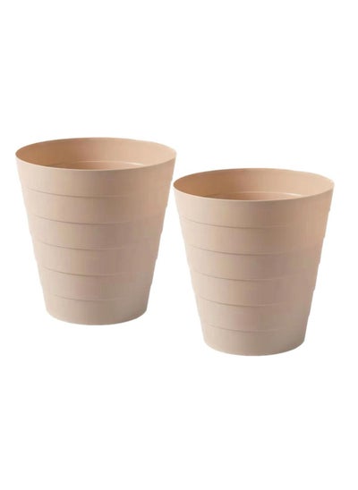 Buy Two pieces of Beige plastic wastebasket in Saudi Arabia