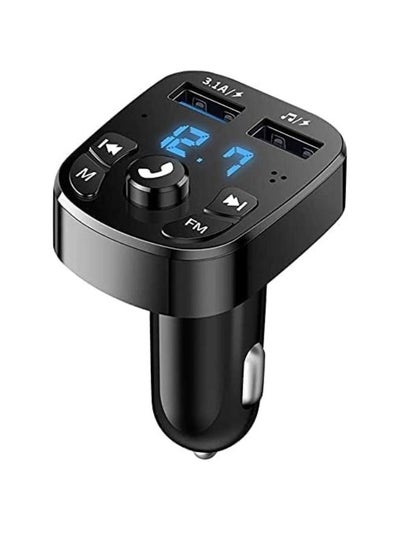 Buy Car Fm Transmitter Bluetooth Music Player For Car Handsfree Call Car Charger Dual Usb Port Charger Compatibl With Most Smartphones in UAE