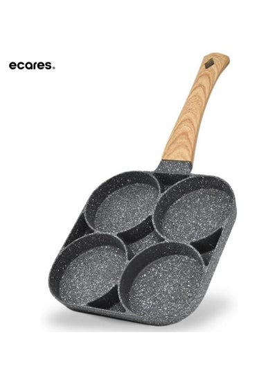 Buy ECARES® Non-Stick Egg Frying Pan, Four-Cup Medical Stone Egg Pan, Ergonomic Egg Frying Pan, Granite Egg Cooker Pan, Pancake Maker, Suitable Gas Stoves & Induction Cooktops, 100% PFOS & PFOA-Free,Black in UAE