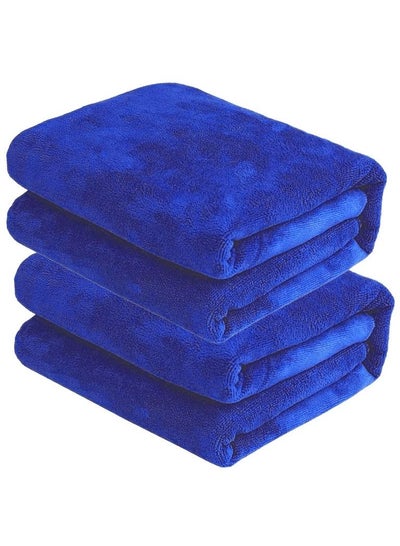 Buy 2-Piece Microfiber Bath Sheet Blue 80x160cm Soft and Durable Microfiber Beach Towel Super Absorbent and Fast Drying Microfiber Bath Towel Large for Sports, Travel, Beach, Fitness and Yoga in UAE