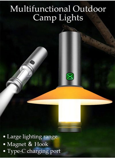 Buy 3 in 1 LED Camping Lantern Rechargeable Camping Light With 4000mAh Power Bank Emergency Lantern Flashlight Tent Light and Removable Lamp Shade for Camping Power Outage Hurricane in UAE