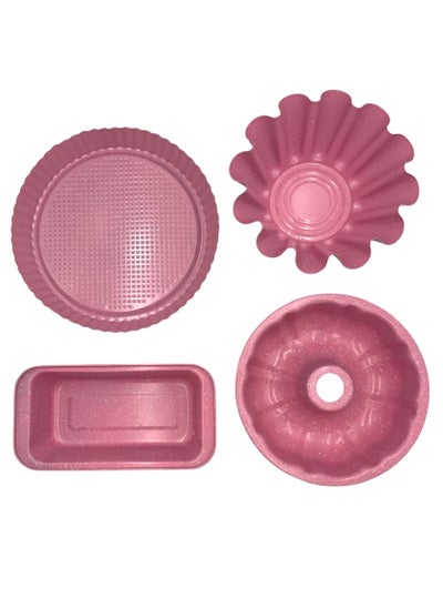 Buy Cake molds set of four different shapes pink color in Saudi Arabia