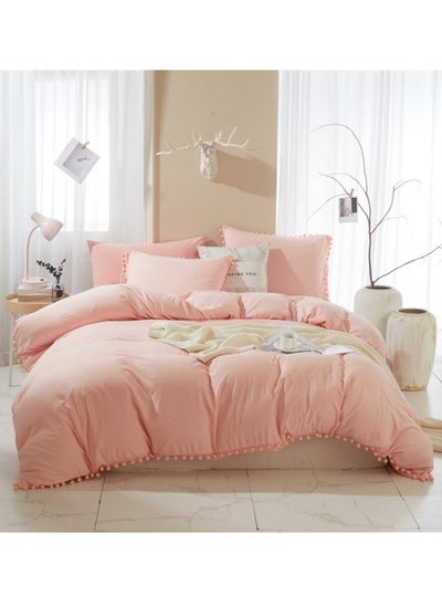 Buy 3-Piece Queen Size Luxury Comfort Set With Ball Duvet Cover Pink in UAE