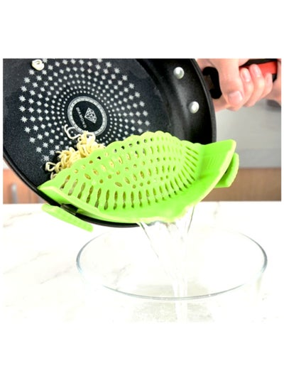Buy Pot Strainer Silicone, Clip-on Pasta Strainer, BPA Free, Heat Resistant, Dishwasher Safe, Suitable for Pots, Pans, and Bowls, Green Colour in UAE