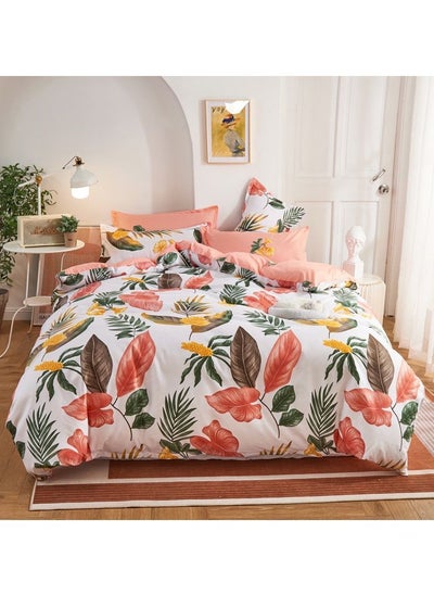 Buy 3-Piece Floral Design Bedding Set Cotton Multicolour Queen in UAE