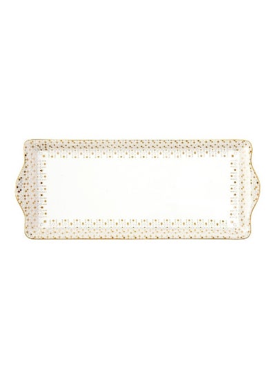 Buy Elegant Design Rectangular Shaped Serving Platter White and Gold 35 x 15 cm R1109/SA#FESV in Saudi Arabia