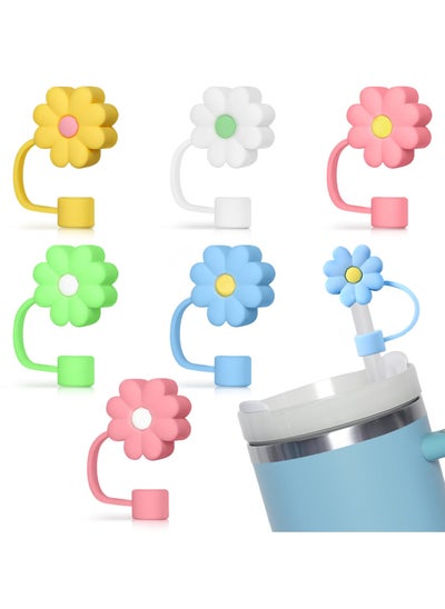 Buy 6Pcs 0.4in Diameter Cute Silicone Straw Covers Cap For Stanley Cup, Dust-Proof Drinking Straw Reusable Flower Straw Cover Tips Lids Fit Stanley 30&40 Oz Tumbler in UAE