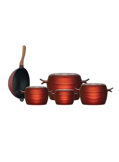 Buy 9-Piece Cookware Set (4 Casseroles 18,20,24,30 )cm/4 Multi Lid/Wok 30 cm in Egypt