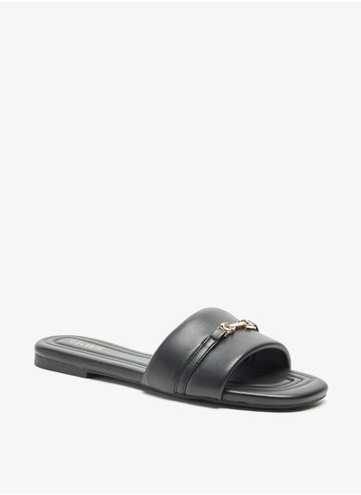 Buy Women's Slip-On Sandals with Metal Accent in Saudi Arabia