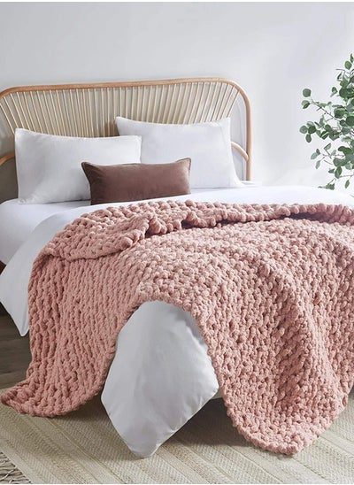 Buy Chenille Winter Throw Pink in Saudi Arabia