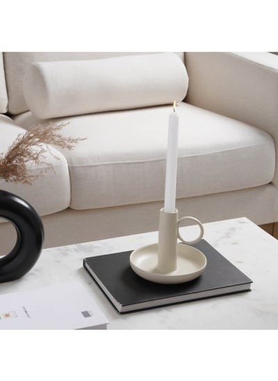 Buy Chantel Ceramic Candle Holder 15.2X15.2X13.35cm - Off White in UAE