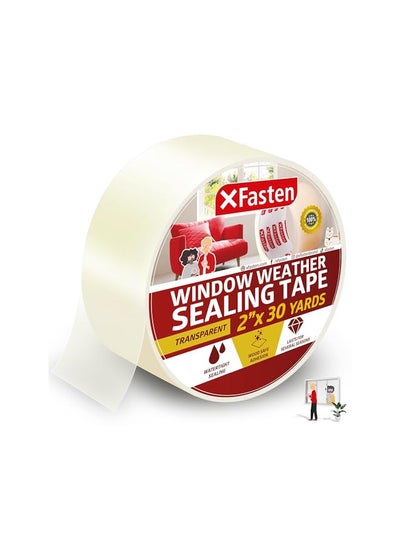 اشتري XFasten Transparent Door and Window Weather Stripping Tape, 2x30yds Window Insulation for Winter, No Mess Seal Kit, No Cold Drafts في الامارات