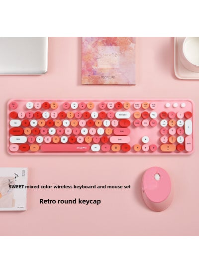 Buy Ferris hand Sweet keyboard mouse suit Wireless Keyboard mouse mute laptop office 2. 4gusb interface Sweet ☆ pink mixed color in Saudi Arabia