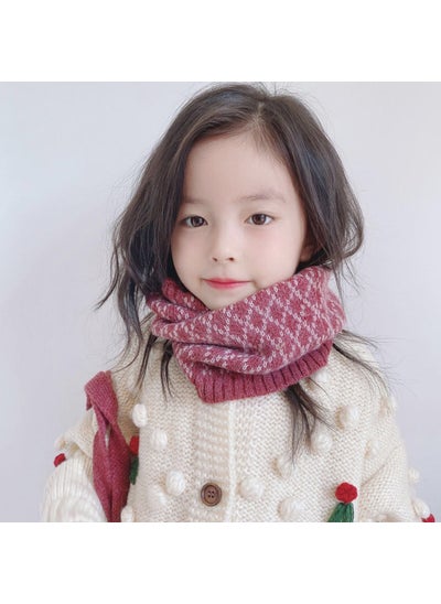 اشتري Kids Winter Knit Scarf Plaid Warm Neck GaiterRhombic red rice Rhombic red rice في السعودية