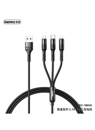 Buy Charging Cable-Speed 3.1A One-To-Three Charging Cable Rc-186Th-Black in Egypt