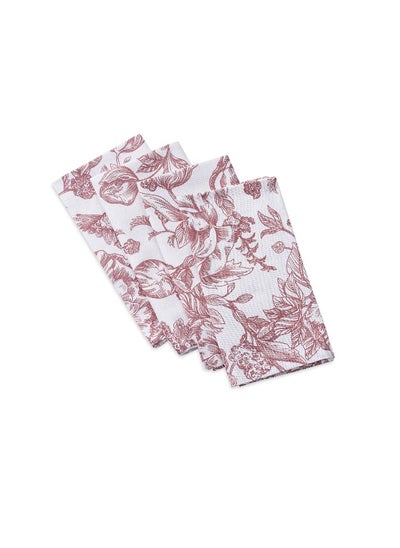 Buy Affinity Floral 4-Piece Napkin Set 45X45Cm - Rose in UAE