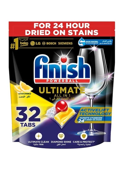 Buy Finish Lemon Sparkle Ultimate Dishwasher - 32 Tabs in UAE