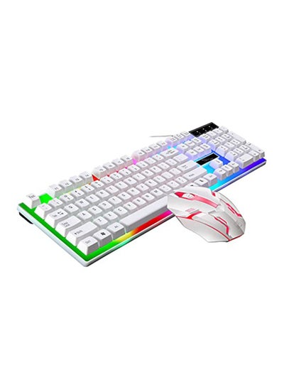 اشتري 2 in 1 Wired Keyboard and Mouse Combo - 2.4GHz Dropout-Free Connection for Windows, Compatible for Pc/Laptop - White في الامارات