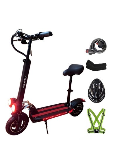 Buy Electric Scooter E10 with 50km Mileage, 1000W Motor, Full Foldability, 48V 13Ah Battery, Improved Speed of 50km, and Anti-Theft Remote Control Red in UAE