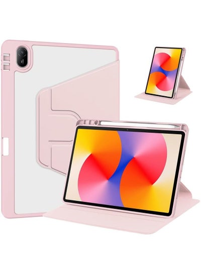 Buy Clear Back Case Compatible with Huawei MatePad SE 11 inch 2024 with Pen Holder, 360 Degree Swivel Stand Flip Smart Tablet Cover Auto Sleep/Wake Case (Pink) in Saudi Arabia