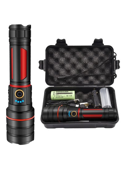 Buy ZLH HITY Rechargeable LED Flashlights High Lumens, 120000 Lumens Super Bright Flashlight, 5 Modes Zoomable IP68 Waterproof Tactical Flashlights for Emergencies Camping Gift in Saudi Arabia