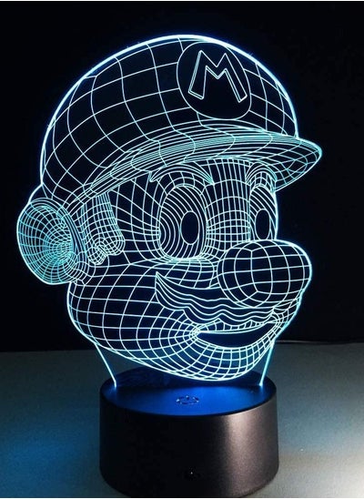 Buy Multicolor Night Light for kids LED Acrylic 3D Light Touch USB Table Emotion Light Multicolor Night Light 123 mario in UAE