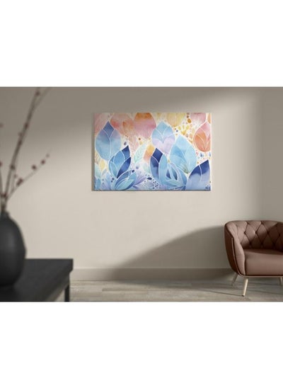 Buy Blue and Pink colored tree leaves, printed on canvas, 120x80 in Egypt