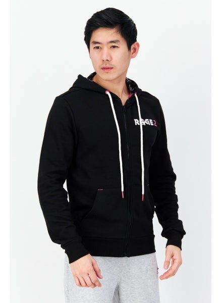 Buy Men Hooded Plain Long Sleeves Sweatshirt, Black in UAE