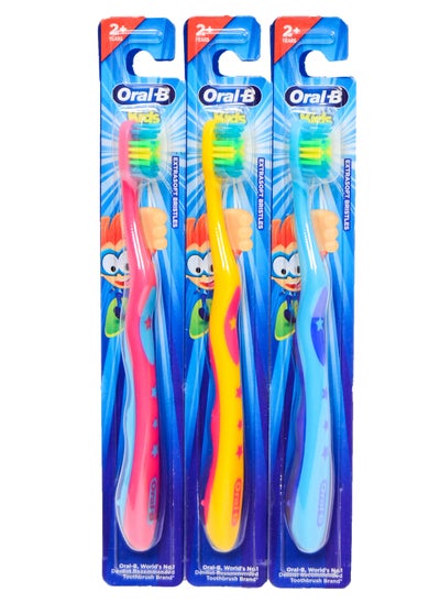 Buy Oral-B Kids Manual Toothbrush, Extra Soft, MultiColor, 3 Piece in Egypt