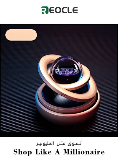 Buy Car-mounted Solar Power Storage Crystal Ball Rotating Double-ring Suspended Car Ornaments Interior Decoration Healthy Long-lasting High Temperature Resistance Comfortable And Safe Eliminate Odor in UAE