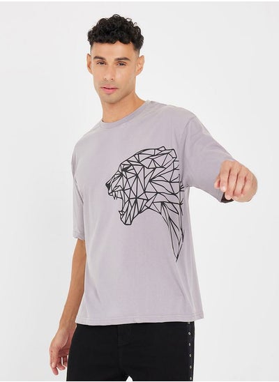 Buy Tiger Graphic Crew Neck Oversized T-Shirt in Saudi Arabia