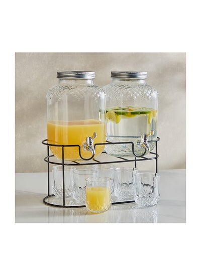 Buy Coolers 9-Piece Glass Dispenser Set 37.6 x 41.6 x 17.8 cm in UAE